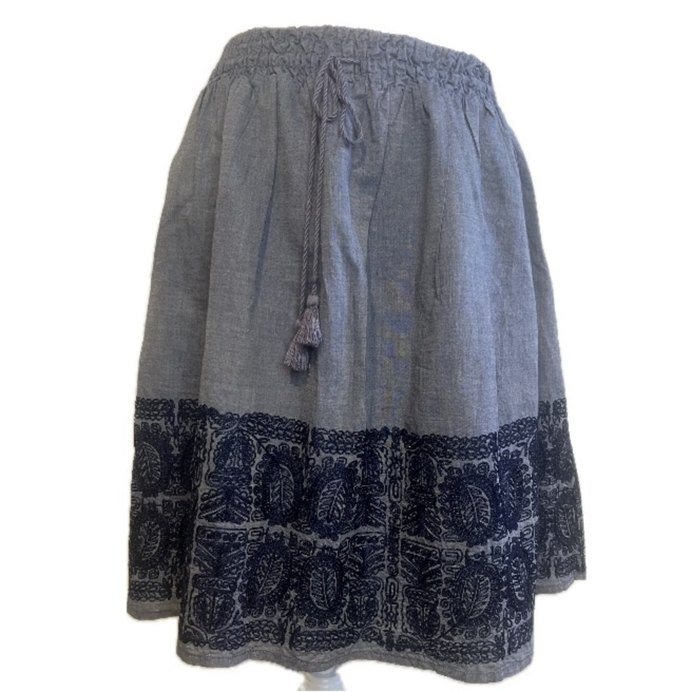 J. Crew, Zafrina Embroidered chambray Women's Skirt, Size L - Picture 3 of 7